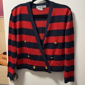 Carlisle Vintage Silk V neck sweater 12 gold buttons S